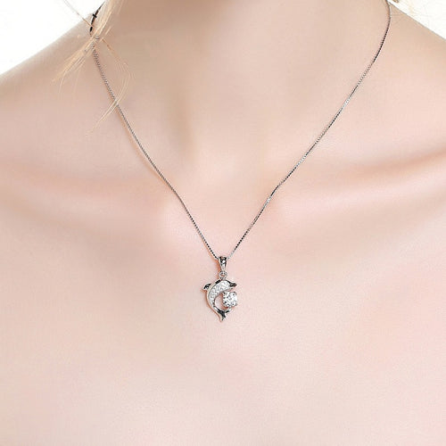 Silver-plated Dolphin Pendant Necklace for Women