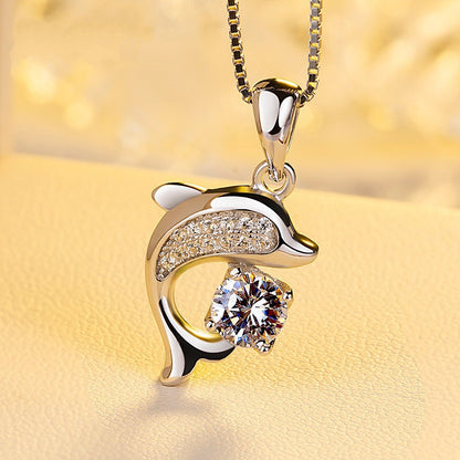 Silver-plated Dolphin Pendant Necklace for Women