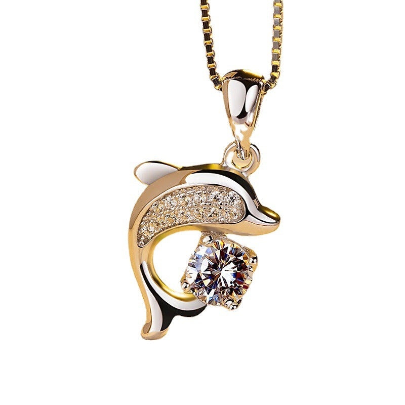 Silver-plated Dolphin Pendant Necklace for Women