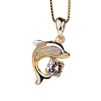 Silver-plated Dolphin Pendant Necklace for Women